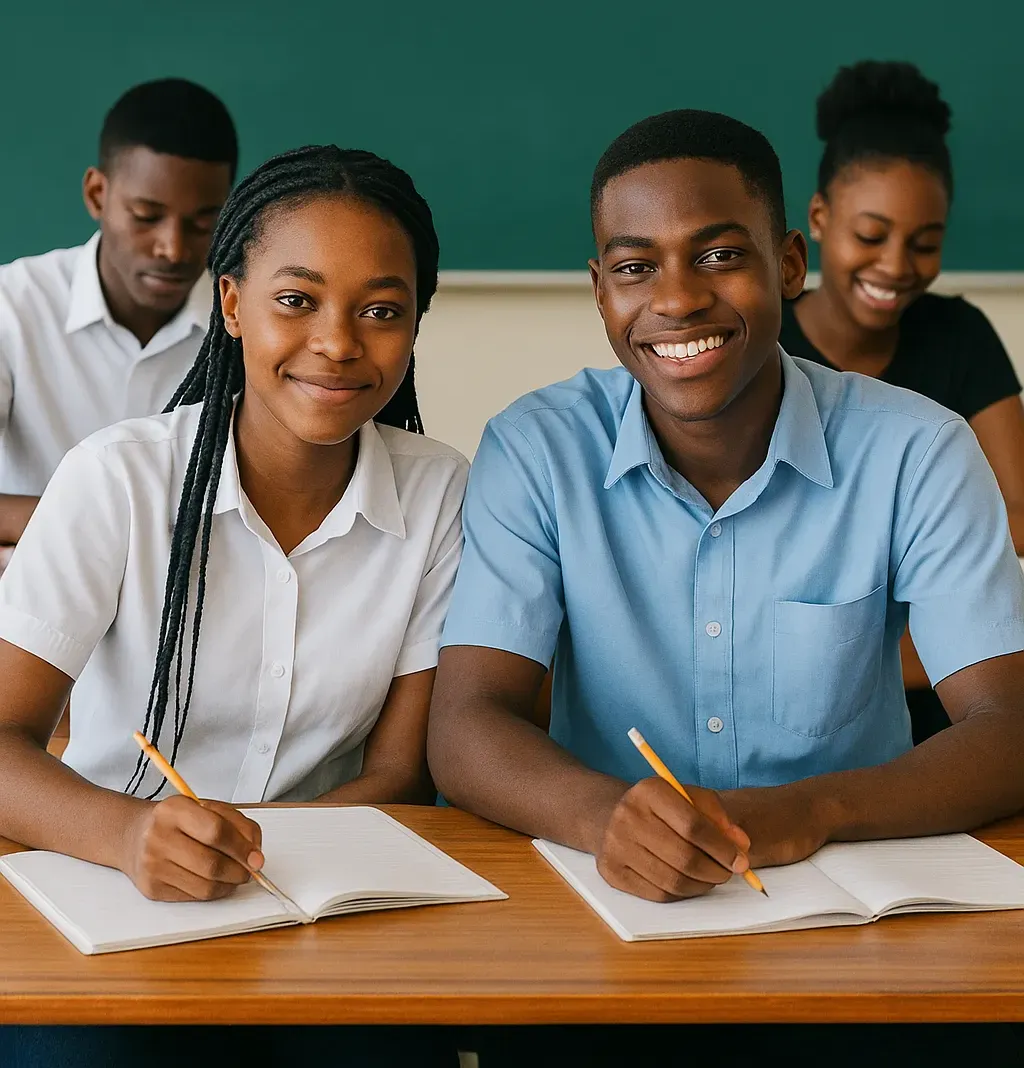 Students studying together in a classroom